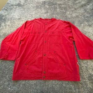 EZZE WEAR red/pink linen longsleeve snap shirt